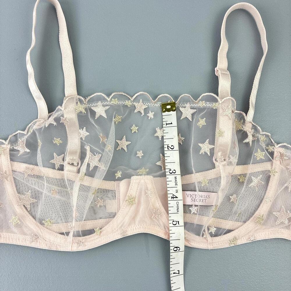 Sheer Star Embroidered Mesh Underwire Bra in Light Pink - Picture 8 of 9
